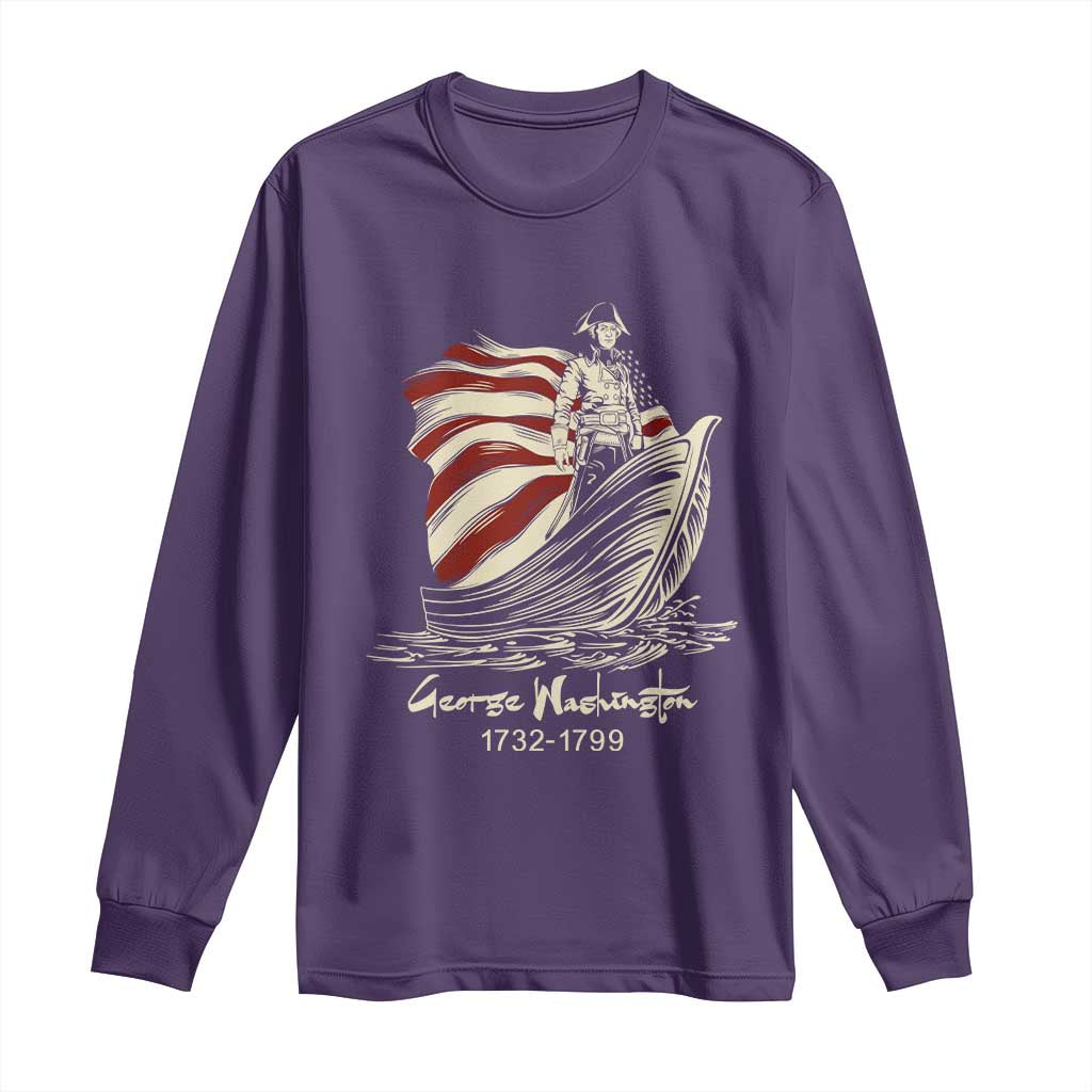 George Washington Crossing The Delaware Patriotic Long Sleeve Shirt Vintage American Flag Graphic