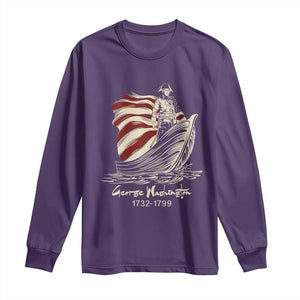 George Washington Crossing The Delaware Patriotic Long Sleeve Shirt Vintage American Flag Graphic