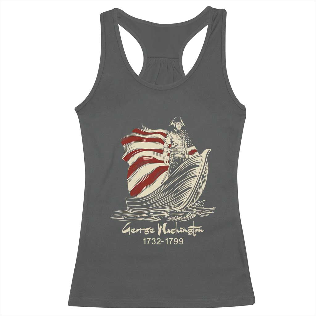 George Washington Crossing The Delaware Patriotic Racerback Tank Top Vintage American Flag Graphic