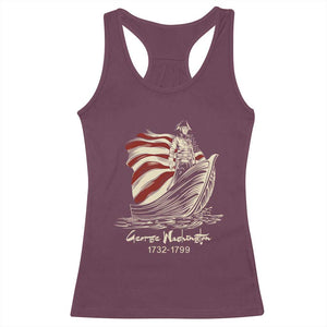 George Washington Crossing The Delaware Patriotic Racerback Tank Top Vintage American Flag Graphic