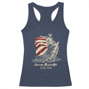 George Washington Crossing The Delaware Patriotic Racerback Tank Top Vintage American Flag Graphic