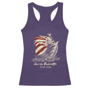 George Washington Crossing The Delaware Patriotic Racerback Tank Top Vintage American Flag Graphic