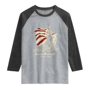 George Washington Crossing The Delaware Patriotic Raglan Shirt Vintage American Flag Graphic
