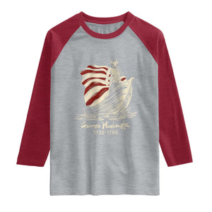 George Washington Crossing The Delaware Patriotic Raglan Shirt Vintage American Flag Graphic