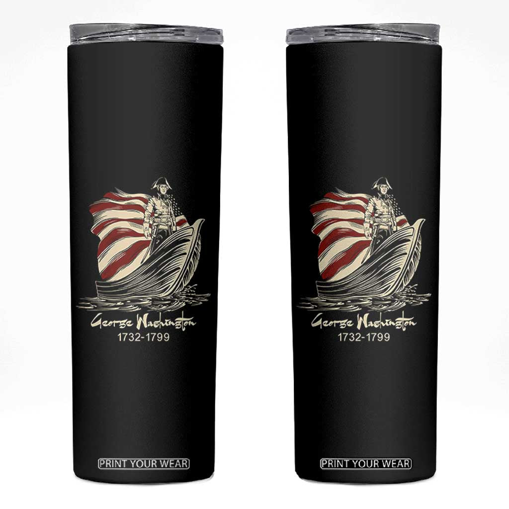 George Washington Crossing The Delaware Patriotic Skinny Tumbler Vintage American Flag Graphic