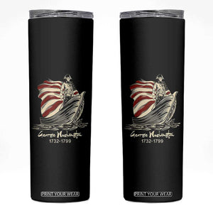 George Washington Crossing The Delaware Patriotic Skinny Tumbler Vintage American Flag Graphic
