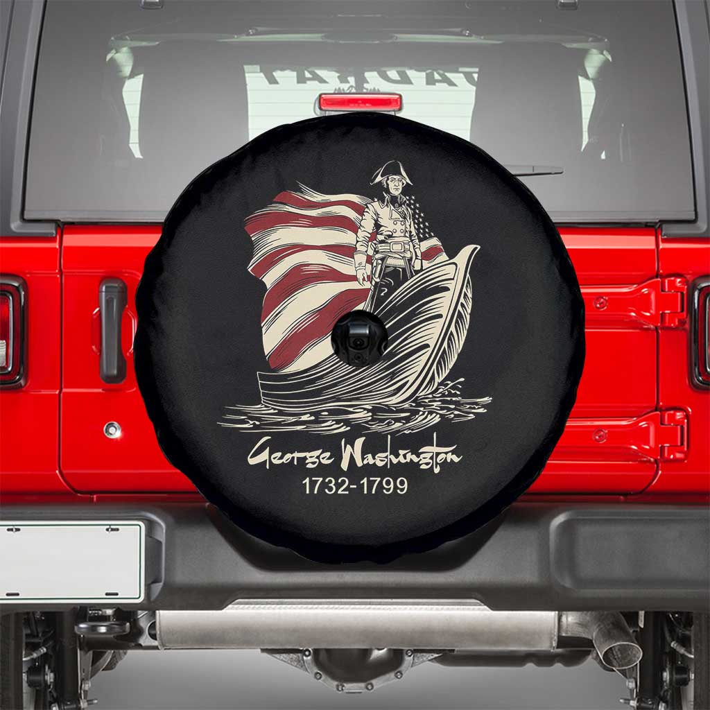 George Washington Crossing The Delaware Patriotic Spare Tire Cover Vintage American Flag Graphic