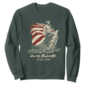 George Washington Crossing The Delaware Patriotic Sweatshirt Vintage American Flag Graphic