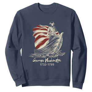 George Washington Crossing The Delaware Patriotic Sweatshirt Vintage American Flag Graphic