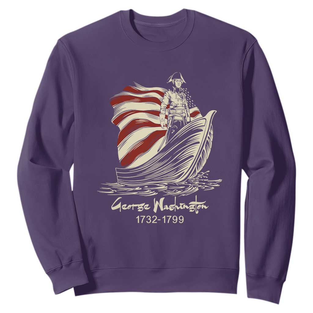 George Washington Crossing The Delaware Patriotic Sweatshirt Vintage American Flag Graphic