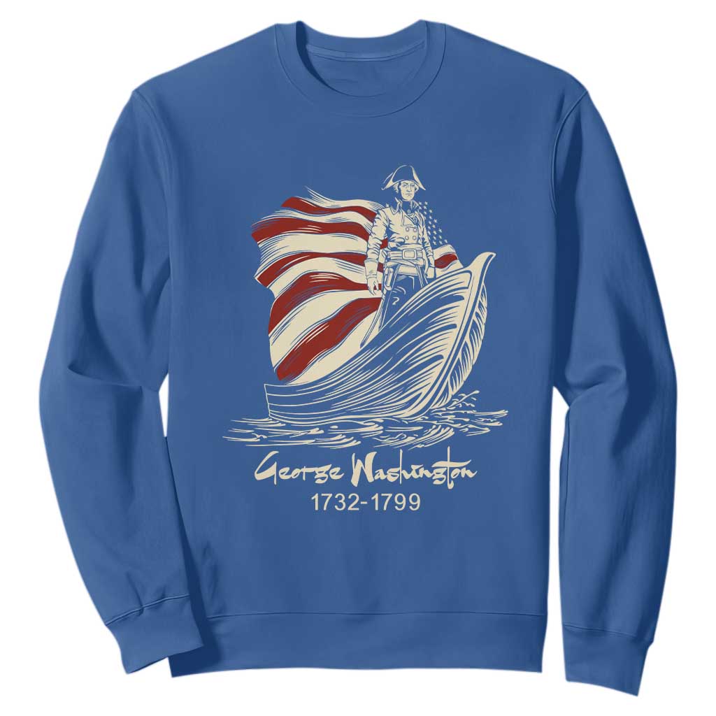 George Washington Crossing The Delaware Patriotic Sweatshirt Vintage American Flag Graphic