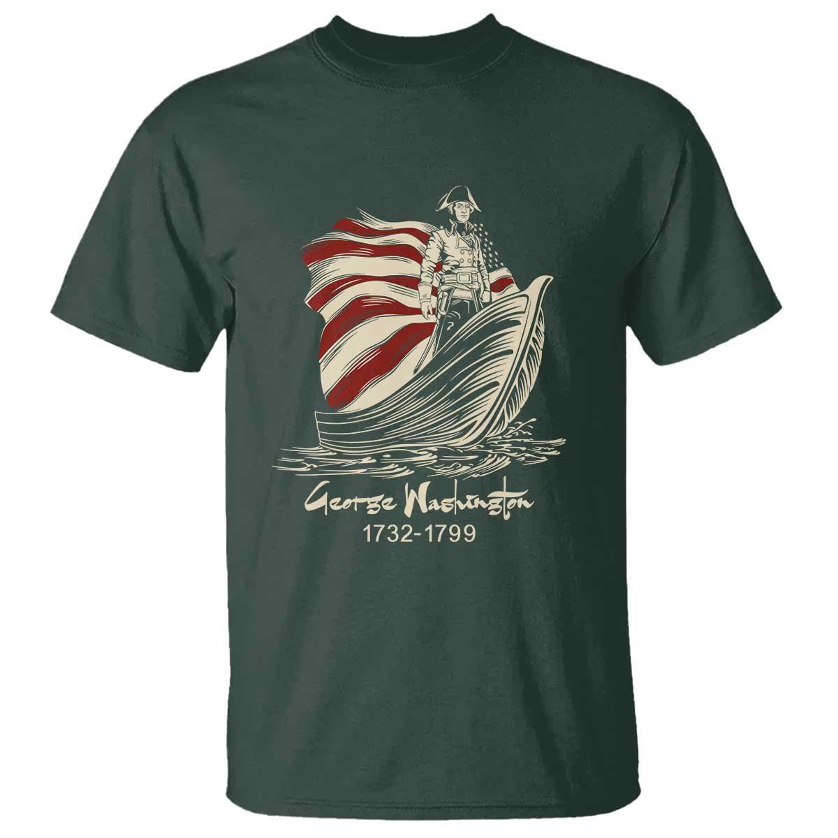 George Washington Crossing The Delaware Patriotic T Shirt Vintage American Flag Graphic