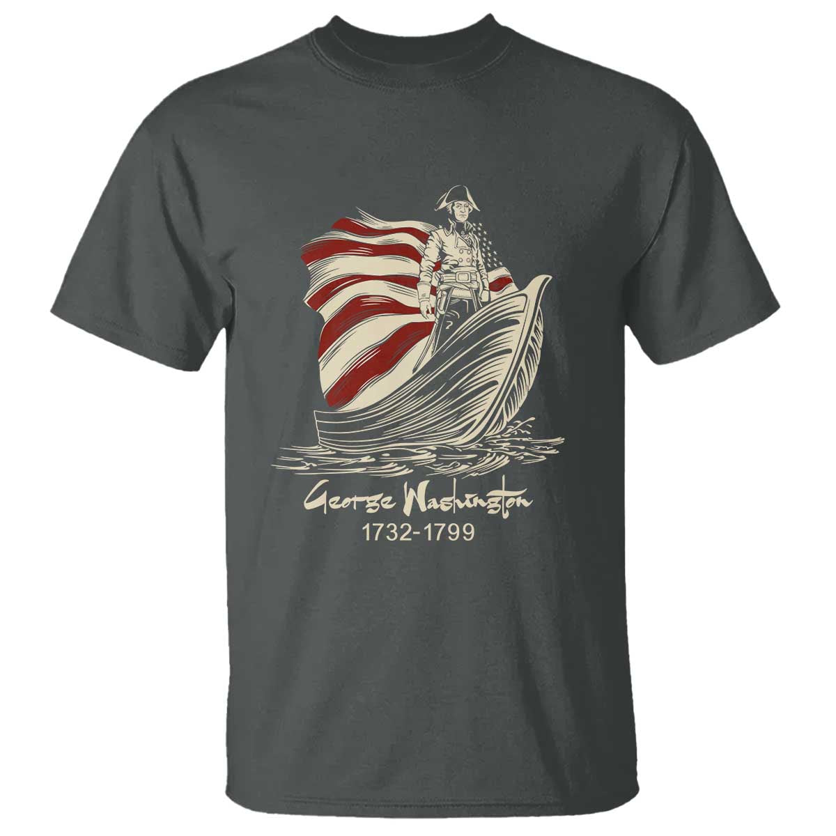 George Washington Crossing The Delaware Patriotic T Shirt Vintage American Flag Graphic