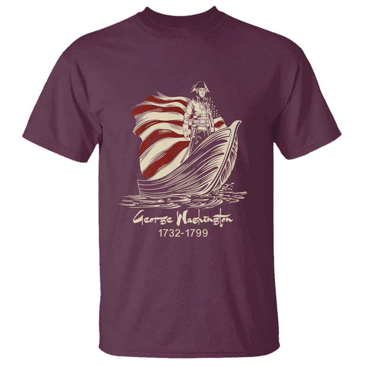 George Washington Crossing The Delaware Patriotic T Shirt Vintage American Flag Graphic