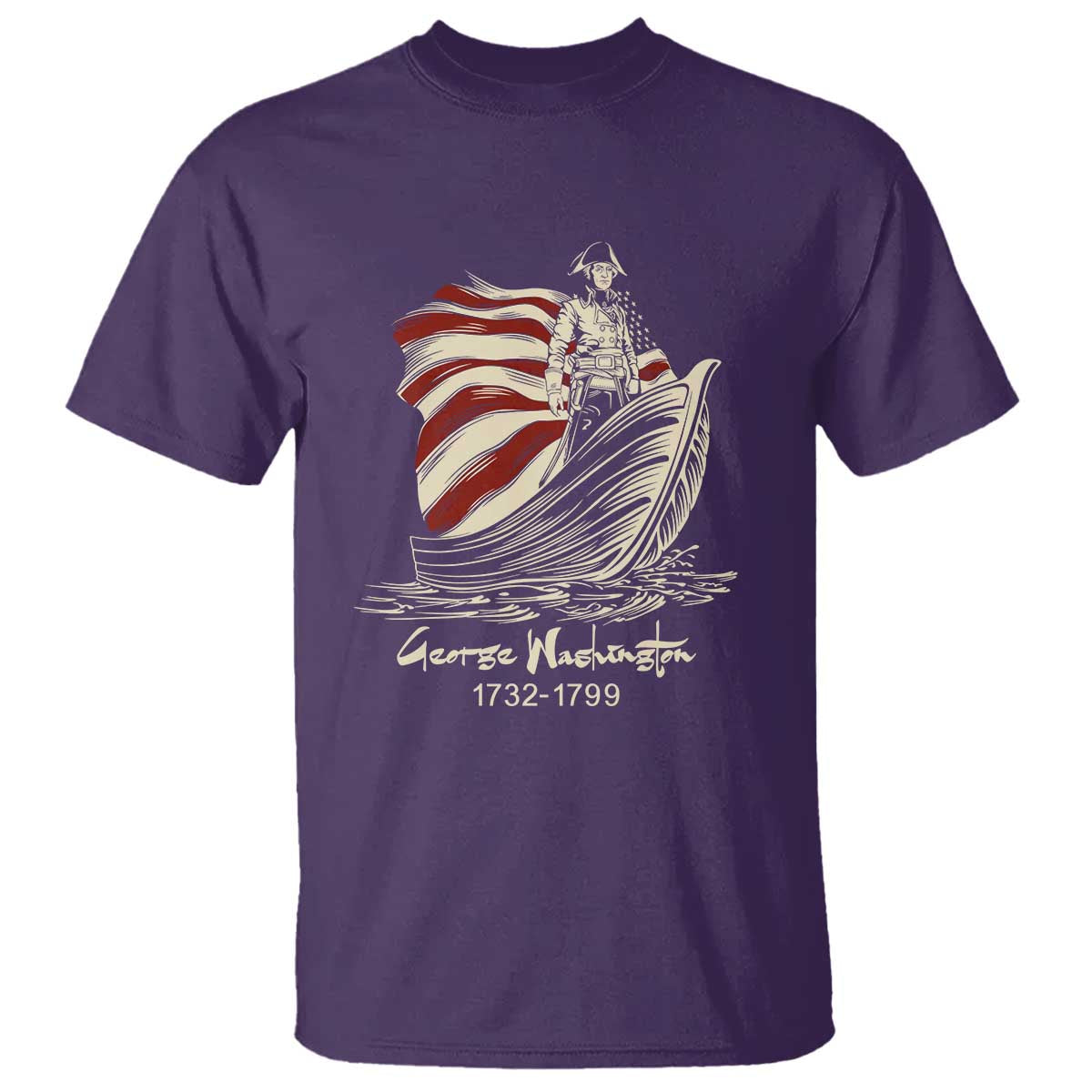 George Washington Crossing The Delaware Patriotic T Shirt Vintage American Flag Graphic