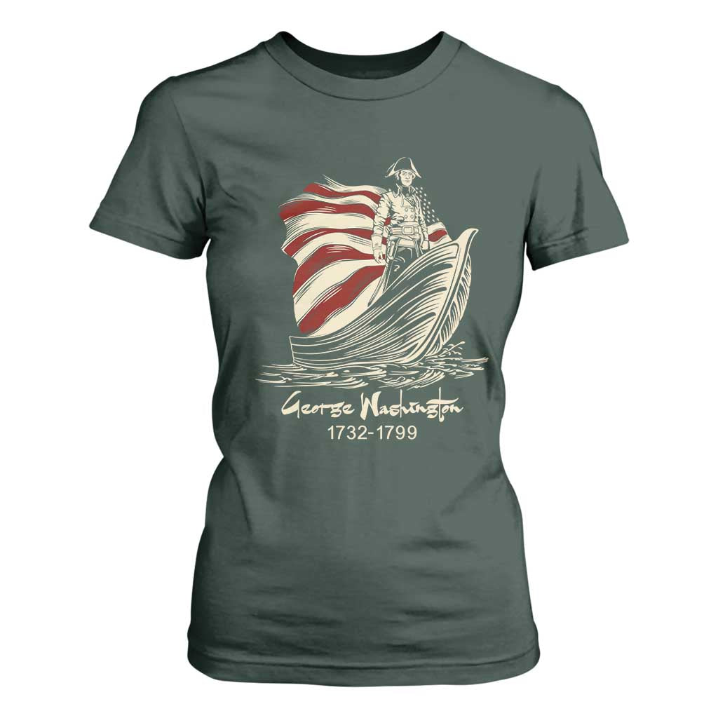 George Washington Crossing The Delaware Patriotic T Shirt For Women Vintage American Flag Graphic