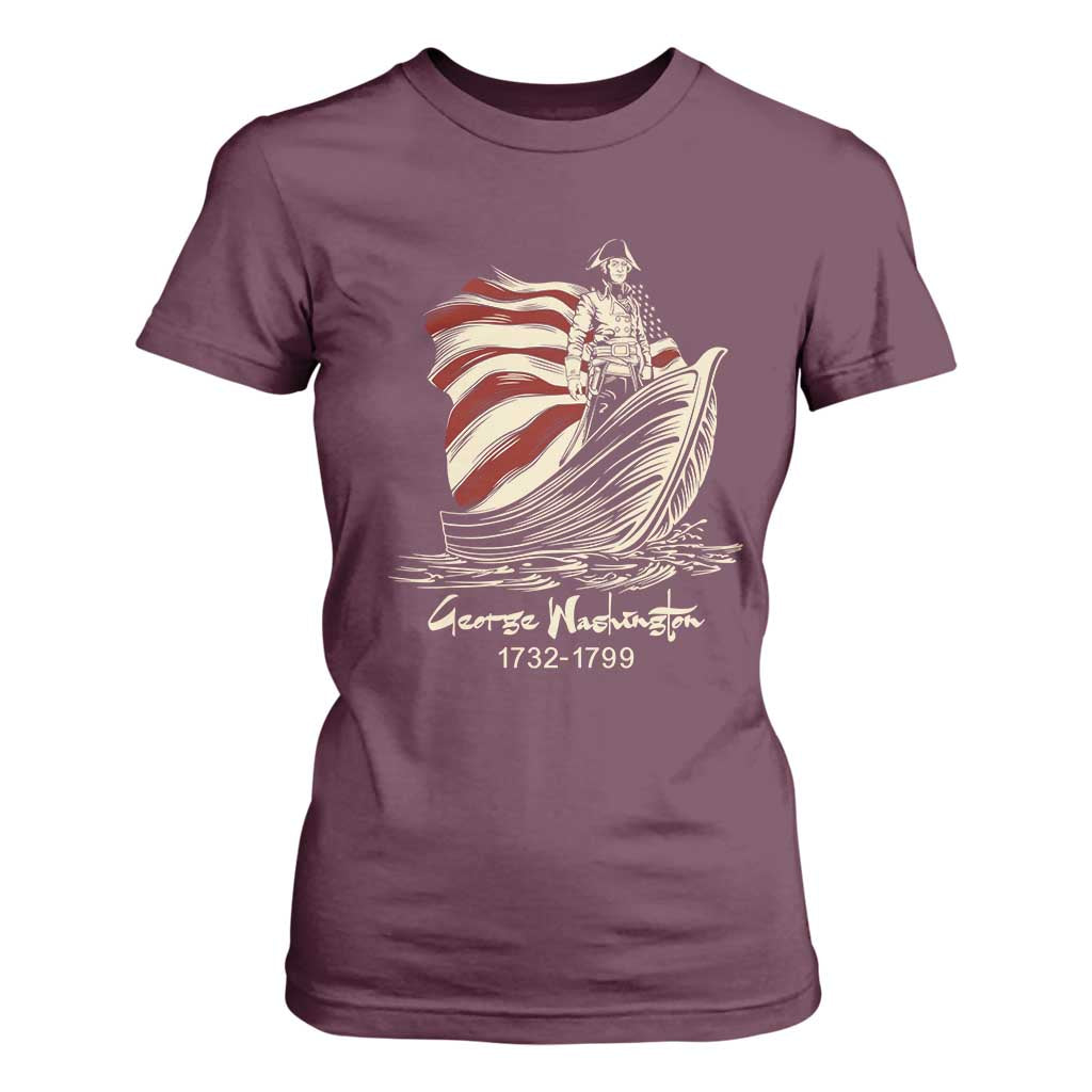 George Washington Crossing The Delaware Patriotic T Shirt For Women Vintage American Flag Graphic