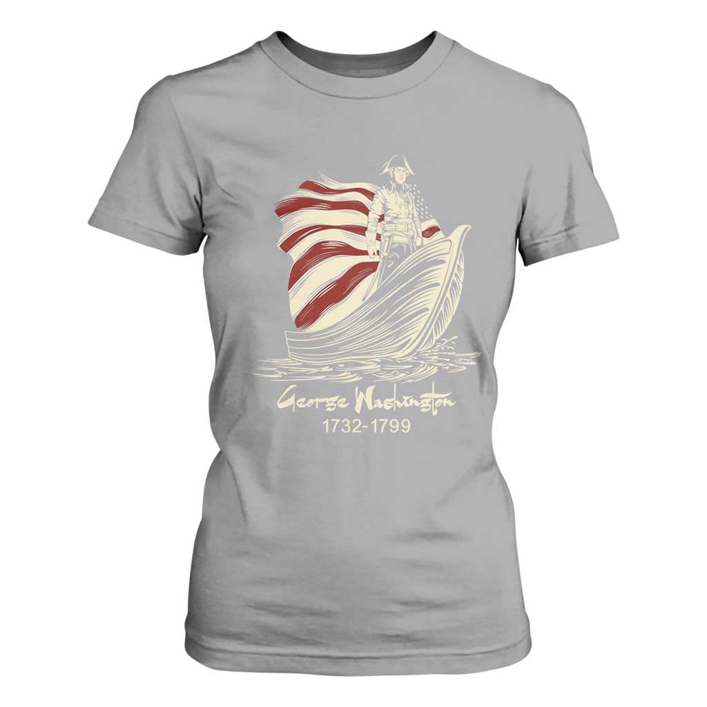 George Washington Crossing The Delaware Patriotic T Shirt For Women Vintage American Flag Graphic