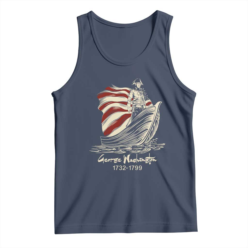 George Washington Crossing The Delaware Patriotic Tank Top Vintage American Flag Graphic
