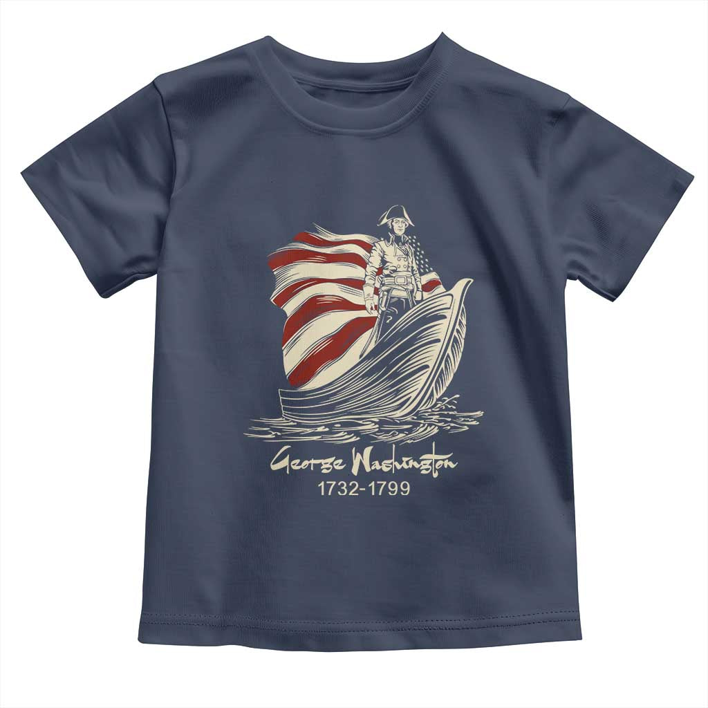 George Washington Crossing The Delaware Patriotic Toddler T Shirt Vintage American Flag Graphic