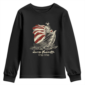 George Washington Crossing The Delaware Patriotic Youth Sweatshirt Vintage American Flag Graphic