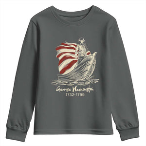 George Washington Crossing The Delaware Patriotic Youth Sweatshirt Vintage American Flag Graphic