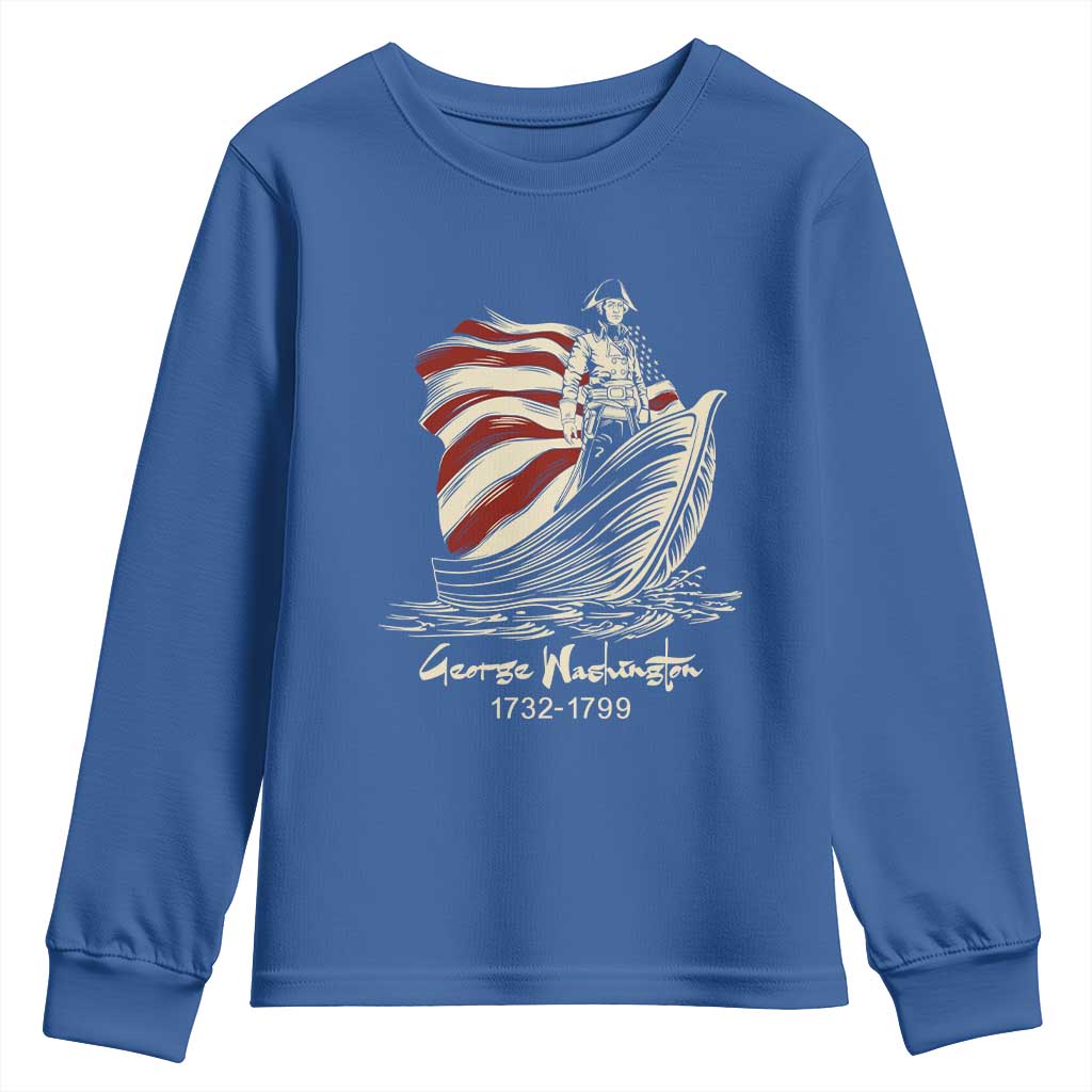 George Washington Crossing The Delaware Patriotic Youth Sweatshirt Vintage American Flag Graphic