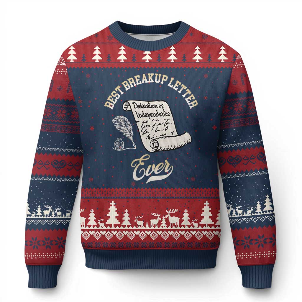 Declaration Of Independence 1776 Funny History Ugly Christmas Sweater Best Breakup Letter Ever Humor