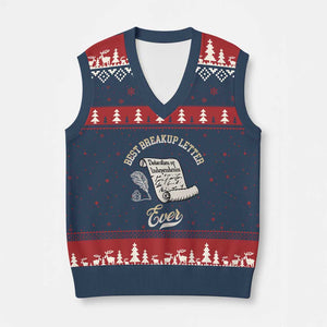 Declaration Of Independence 1776 Funny History V-Neck Knit Sweater Vest Best Breakup Letter Ever Humor