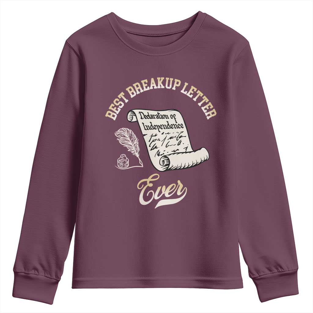 Declaration Of Independence 1776 Funny History Youth Sweatshirt Best Breakup Letter Ever Humor