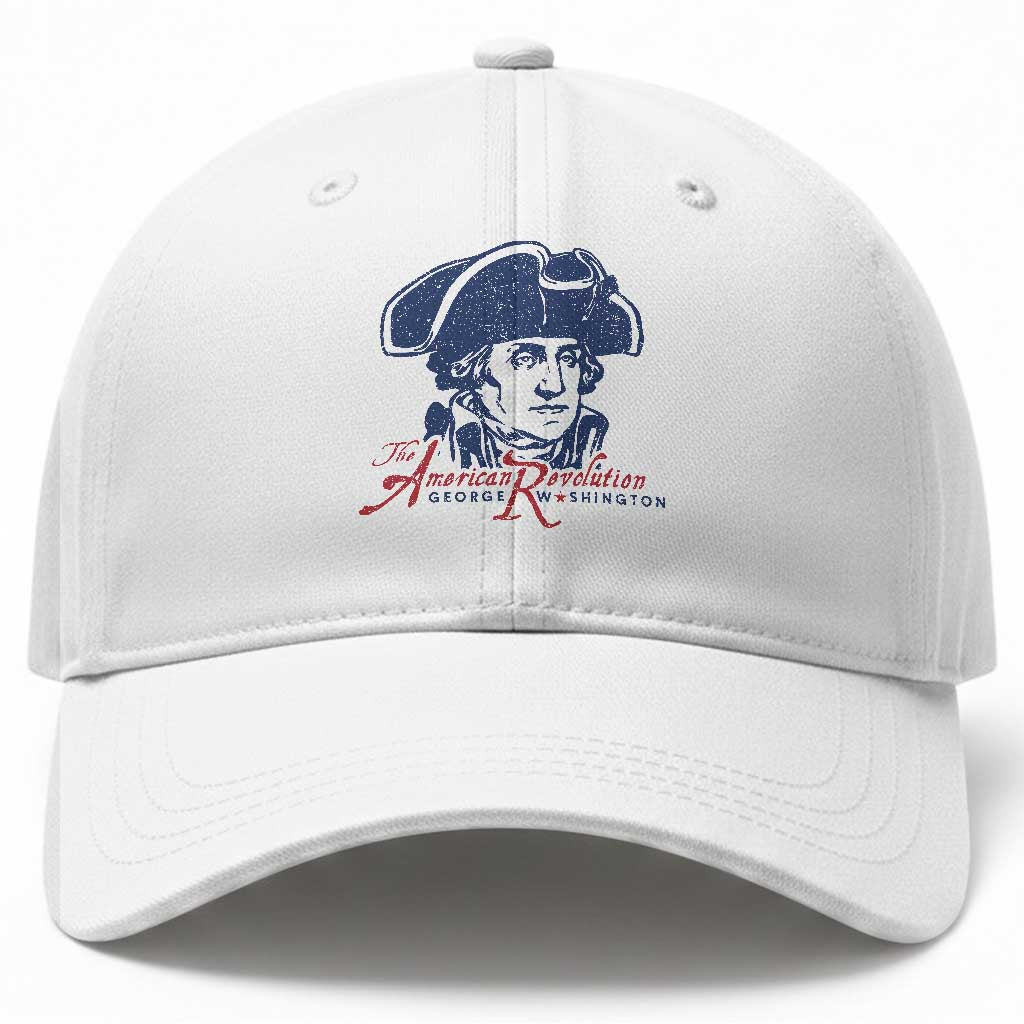 George Washington The American Revolution Baseball Cap Distressed Sketch Historic Patriotic Graphic