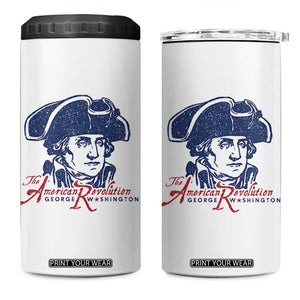 George Washington The American Revolution 4 in 1 Can Cooler Tumbler Distressed Sketch Historic Patriotic Graphic