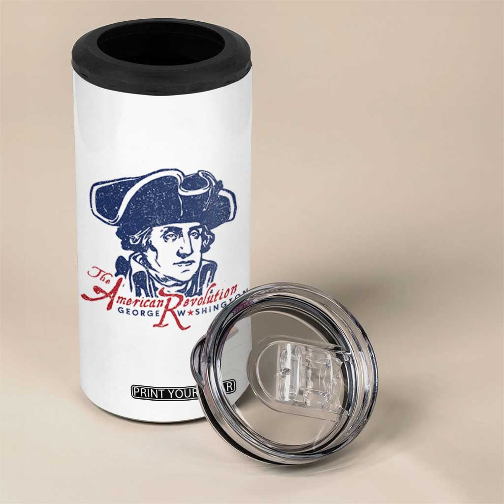 George Washington The American Revolution 4 in 1 Can Cooler Tumbler Distressed Sketch Historic Patriotic Graphic