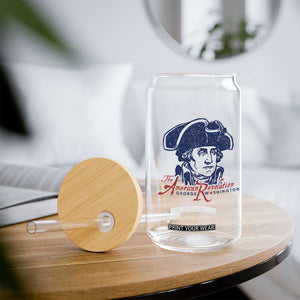 George Washington The American Revolution Glass Can Distressed Sketch Historic Patriotic Graphic