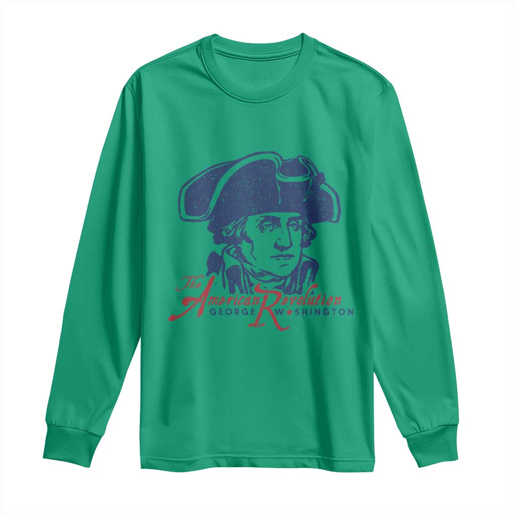 George Washington The American Revolution Long Sleeve Shirt Distressed Sketch Historic Patriotic Graphic
