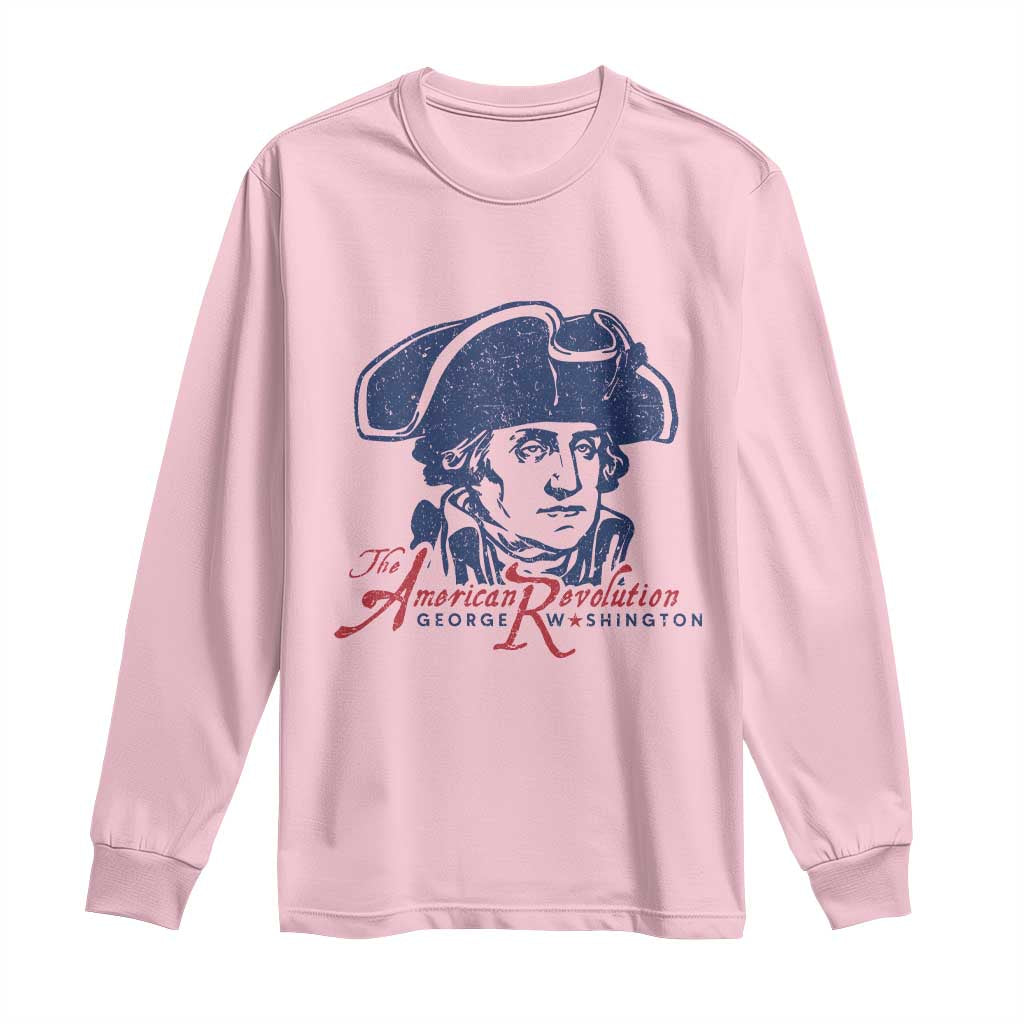 George Washington The American Revolution Long Sleeve Shirt Distressed Sketch Historic Patriotic Graphic