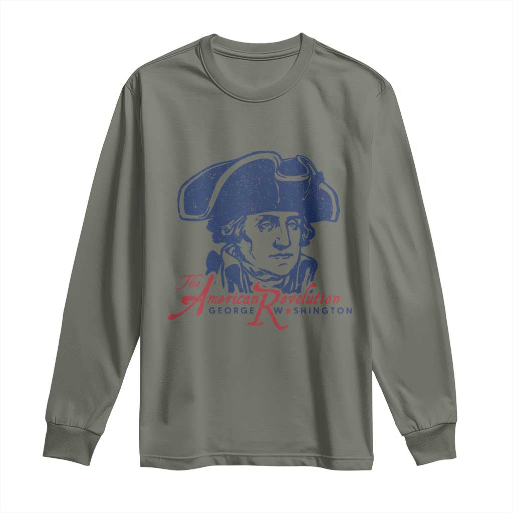 George Washington The American Revolution Long Sleeve Shirt Distressed Sketch Historic Patriotic Graphic