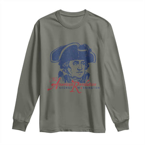 George Washington The American Revolution Long Sleeve Shirt Distressed Sketch Historic Patriotic Graphic