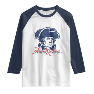 George Washington The American Revolution Raglan Shirt Distressed Sketch Historic Patriotic Graphic