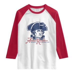 George Washington The American Revolution Raglan Shirt Distressed Sketch Historic Patriotic Graphic