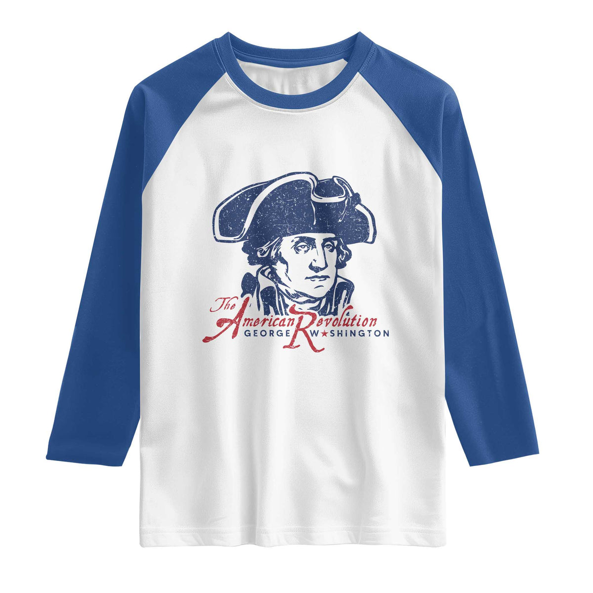 George Washington The American Revolution Raglan Shirt Distressed Sketch Historic Patriotic Graphic