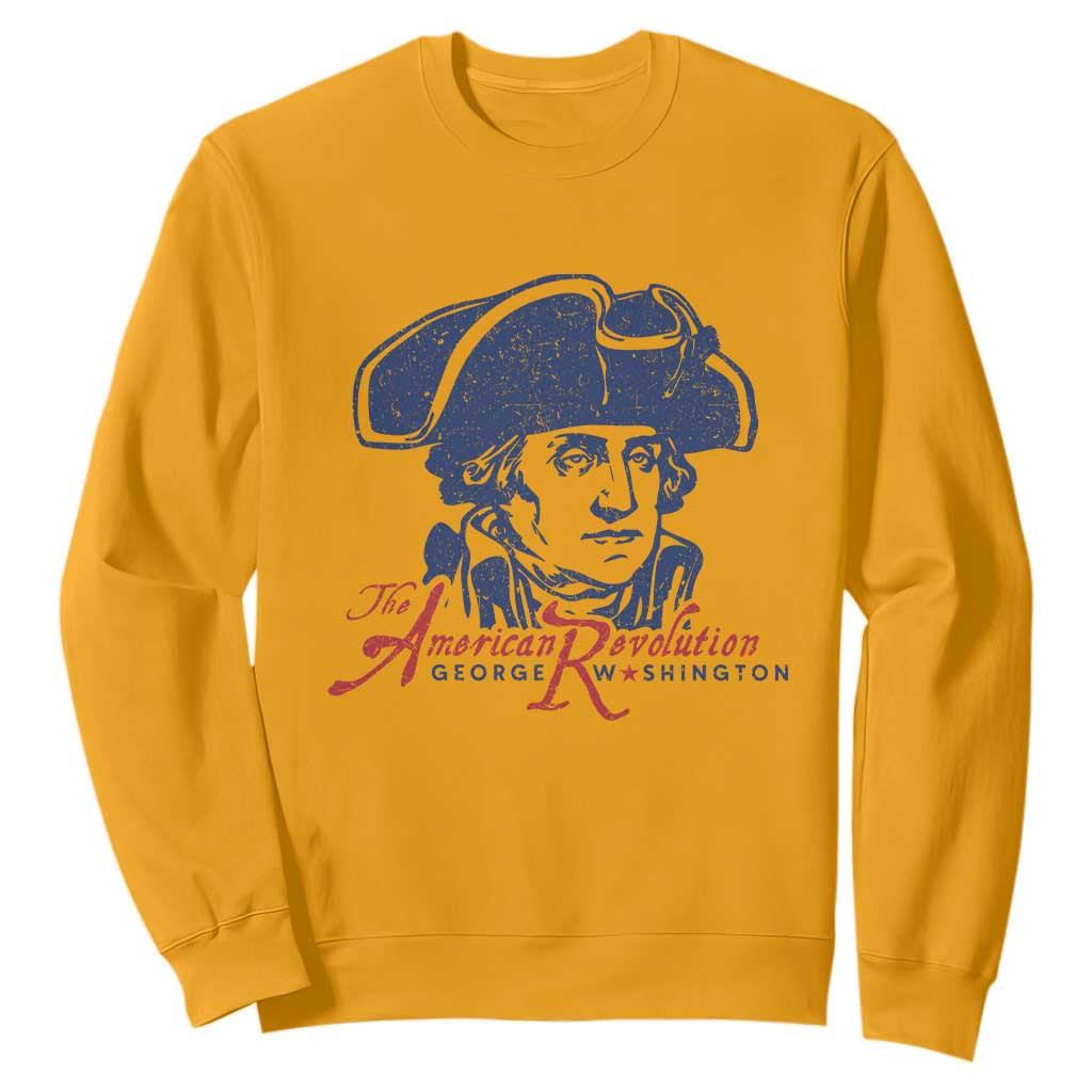 George Washington The American Revolution Sweatshirt Distressed Sketch Historic Patriotic Graphic