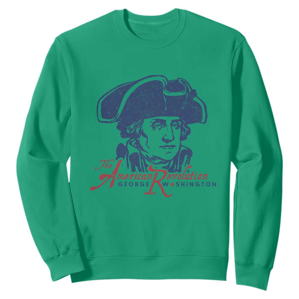George Washington The American Revolution Sweatshirt Distressed Sketch Historic Patriotic Graphic