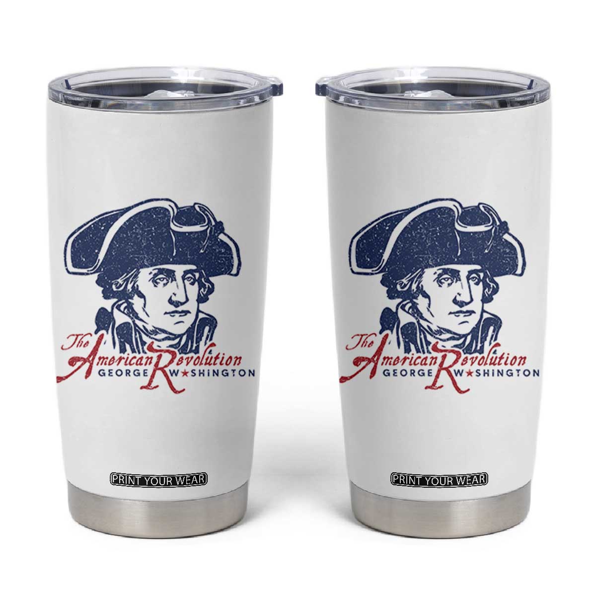 George Washington The American Revolution Tumbler Cup Distressed Sketch Historic Patriotic Graphic