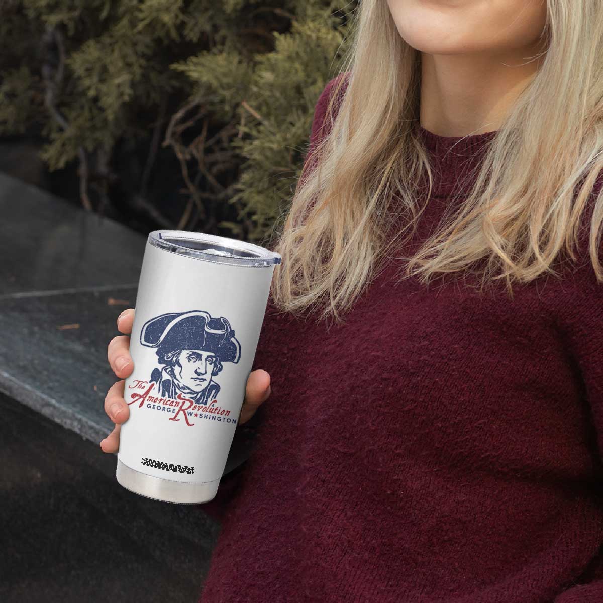George Washington The American Revolution Tumbler Cup Distressed Sketch Historic Patriotic Graphic