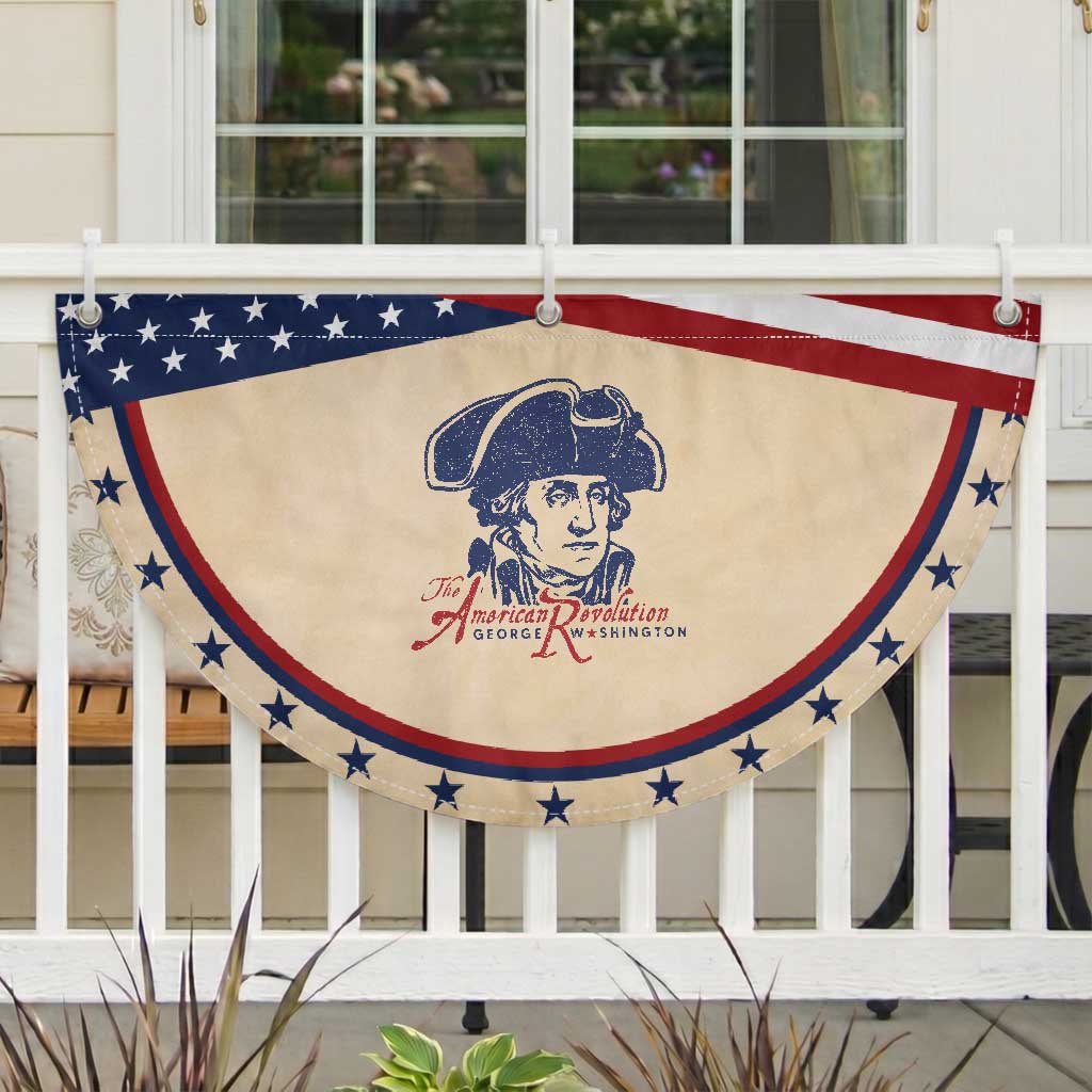 George Washington The American Revolution Patriotic Fan Flag Distressed Sketch Historic Graphic