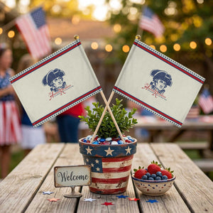 George Washington The American Revolution Patriotic Handheld Flag Distressed Sketch Historic Graphic
