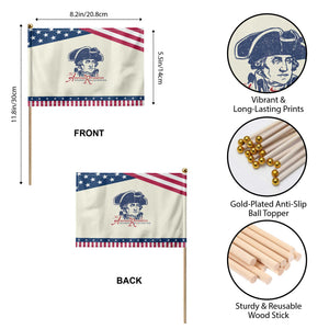 George Washington The American Revolution Patriotic Handheld Flag Distressed Sketch Historic Graphic
