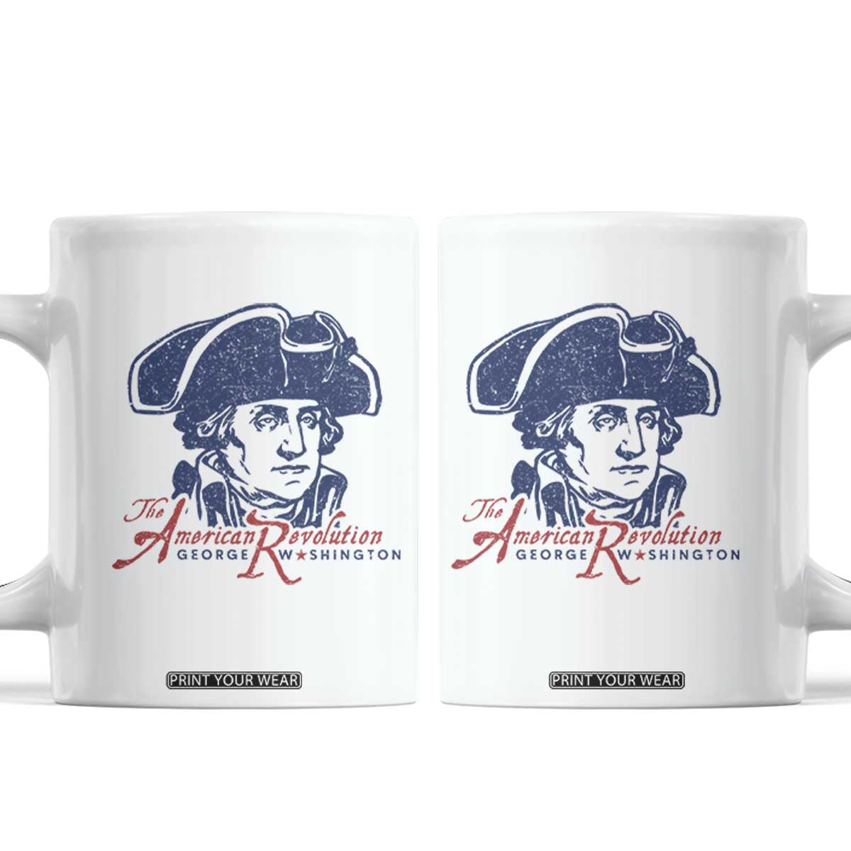 George Washington The American Revolution Coffee Mug Distressed Sketch Historic Patriotic Graphic