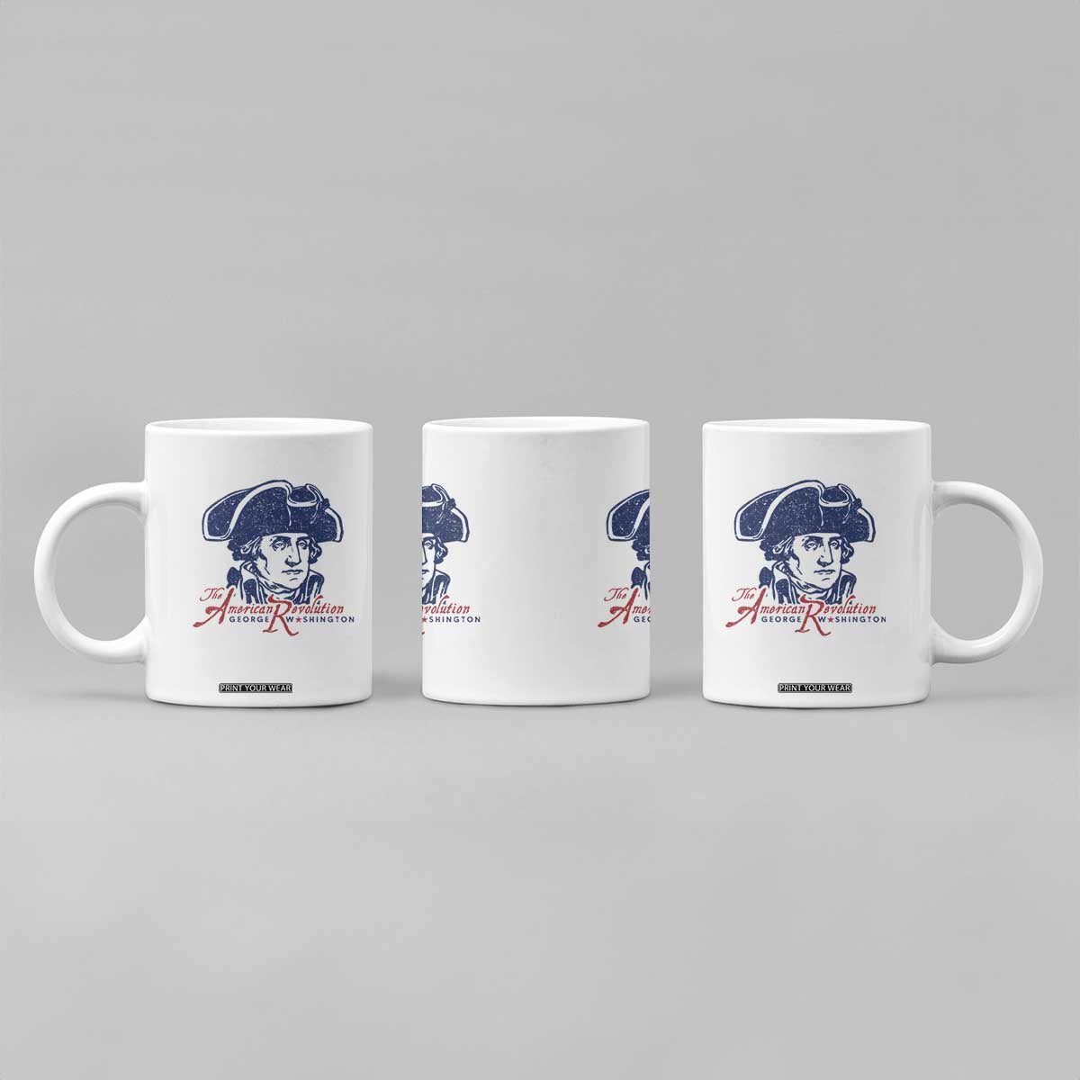 George Washington The American Revolution Coffee Mug Distressed Sketch Historic Patriotic Graphic